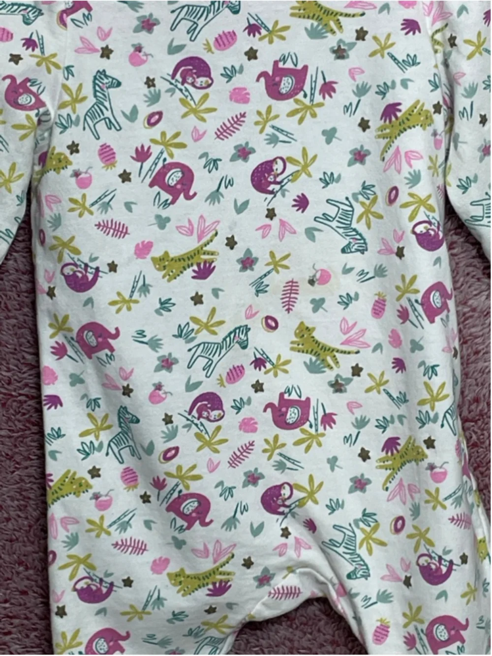 Du Pareil Au Meme Footies sleeper Girls 9m White Pink Animal Print